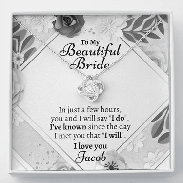 Personalized Beautiful Bride Love Knot Necklace - Love You This Much